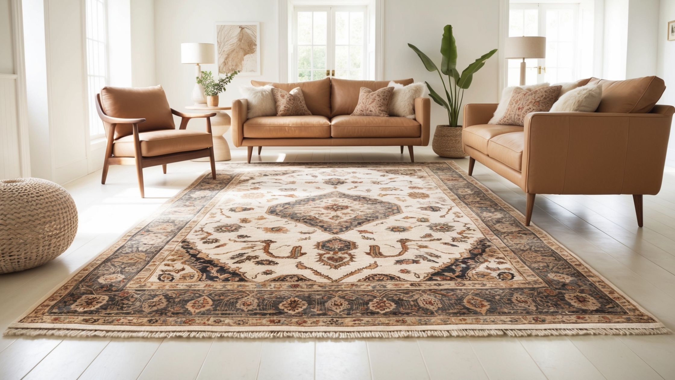 A beautifully maintained wool rug displayed in a warmly decorated living room, showcasing its rich texture and vibrant colors. How to Clean a Wool Rug