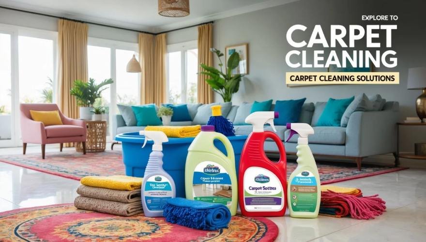 A selection of top-rated carpet cleaning products for 2024, showcasing various types of cleaners and tools for different carpet types