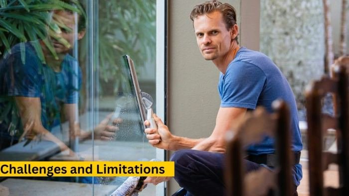 Visual representation of common challenges and limitations faced during window cleaning or maintenance work