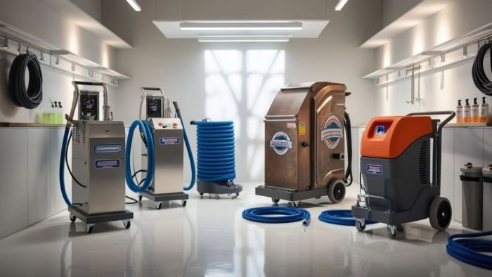 Comparison of top commercial rug cleaning machines, highlighting features like automation, size, and drying efficiency for business use