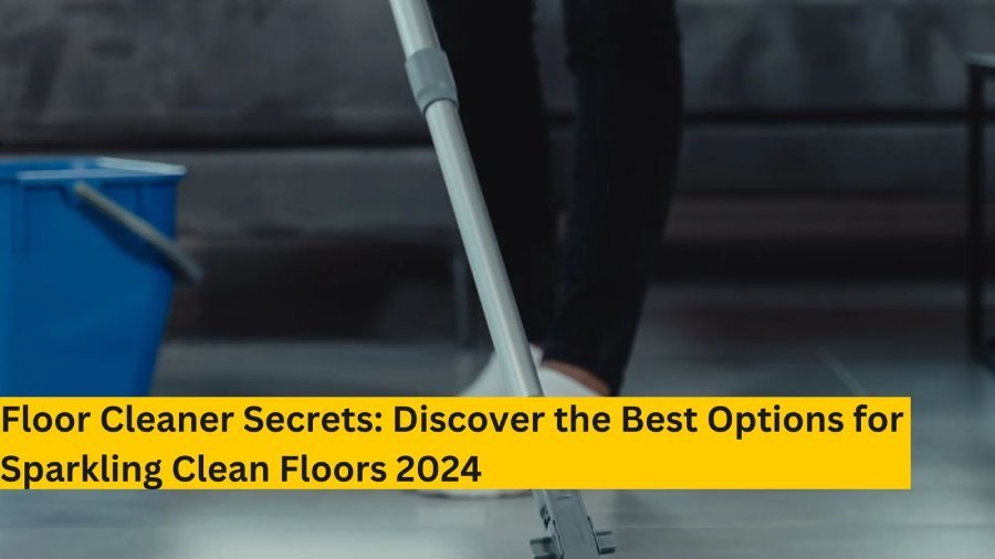 Various floor cleaning products and tools arranged for achieving sparkling clean floors