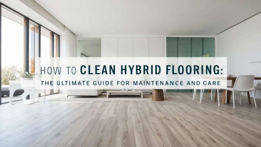Person cleaning hybrid flooring with mop and gentle cleaner in a modern living room