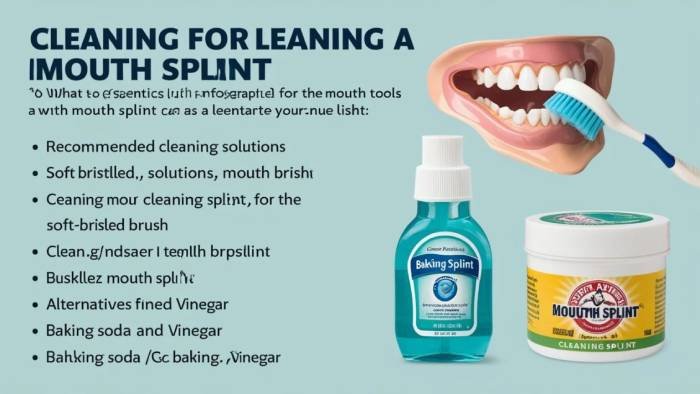 A person setting up cleaning supplies like a toothbrush, mild soap, and water before cleaning a dental mouth splint